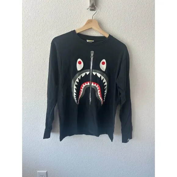 Bape | Shirts | A Bathing Ape Shark Zipper Long Sleeve Tshirt